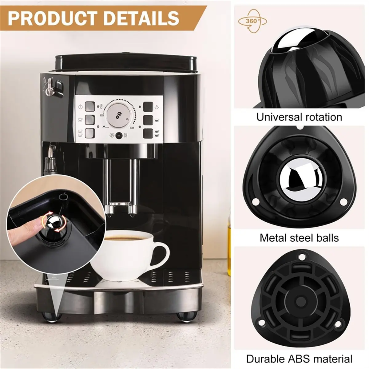 HHTL Furniture Small Rubber Feet-Swivel Ball Casters for Electrical Appliances Mop Buckets Table Legs Flower Pots 8PCS