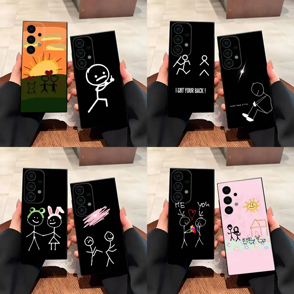 Cartoon Stickman Matchman Phone Case for Samsung S series s21 s22 s23 s24 s25 S26 FE Plus Ultra TPU Soft to Skin-friendly case