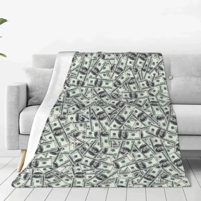 100 Dollar Bill Money Blanket Giant money background Wool Awesome Breathable Throw Blanket for Coverlet Spring Autumn