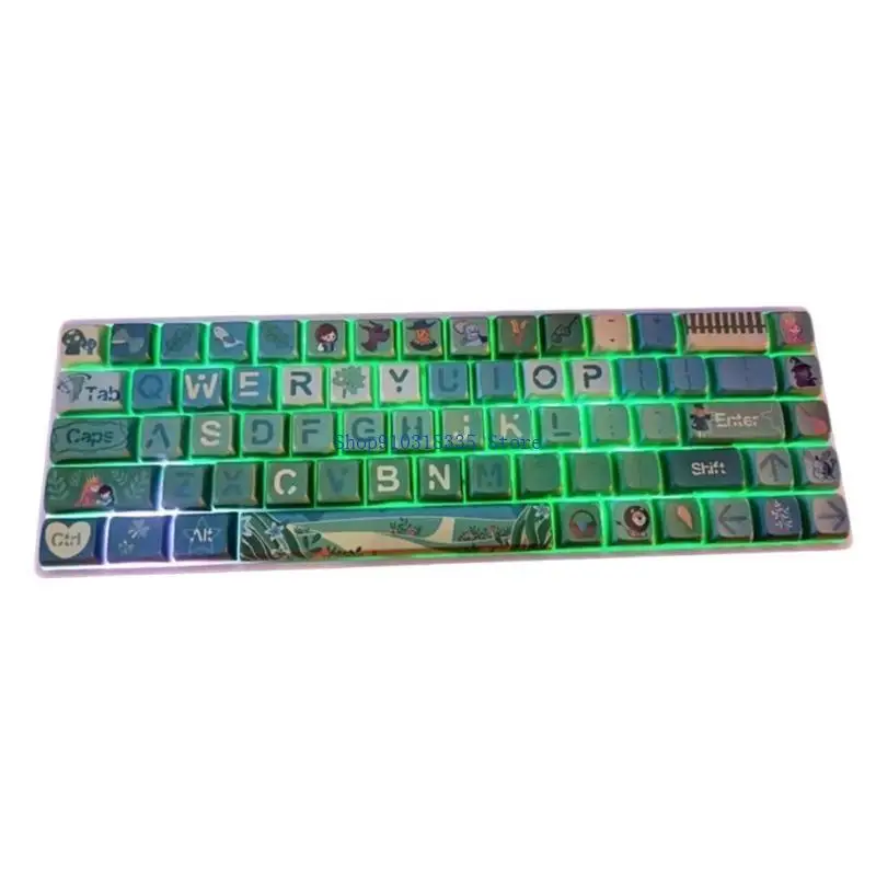 127Keys Green Keycaps XDA Profile 9.5mm Thick PBT Keycap For 61 104 108