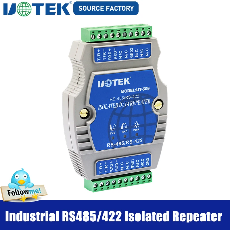 

UOTEK Industrial RS-485 RS-422 Repeater RS 485 RS422 with Optical Isolation UT-509