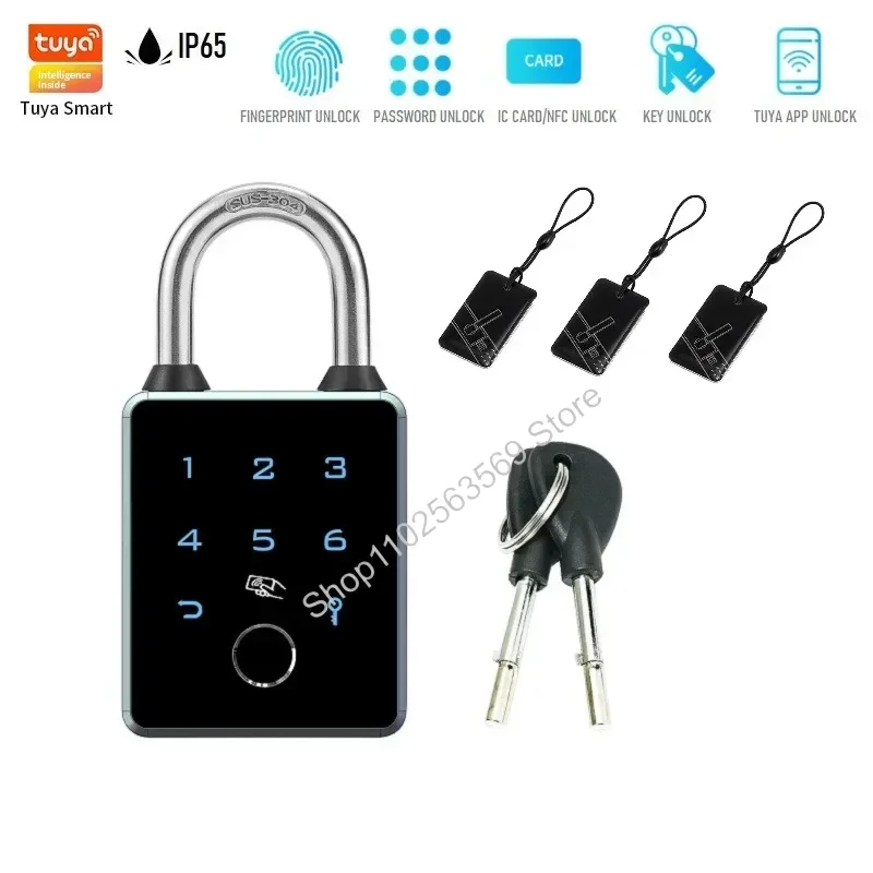 TTlock/Tuya Smart Padlock Biometric Fingerprint Door Lock Password APP Card Key Unlock IP65 Waterproof AntiTheft Electronic Lock