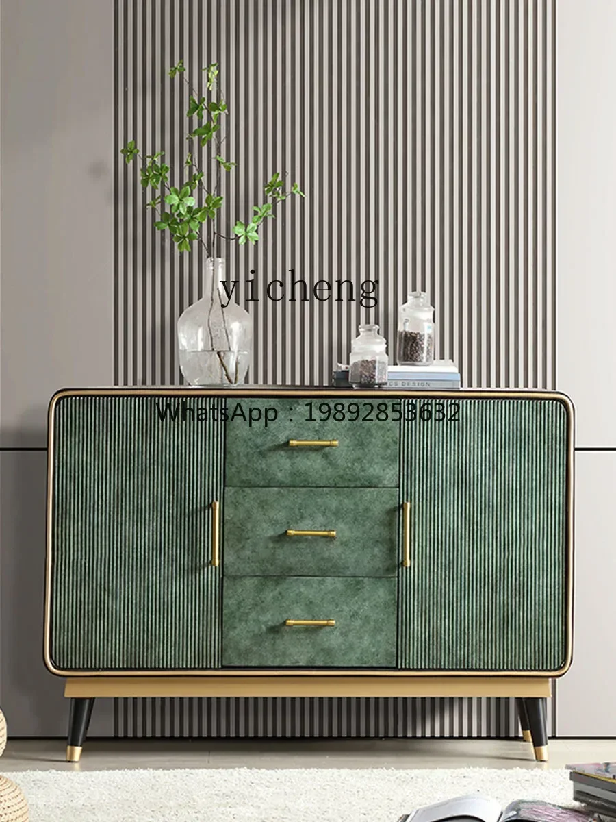 Light Luxury Sideboard Cabinet Solid Wood Storage Home Entrance Cabinet Living Room High-Grade Storage Rack Tea Cabinet