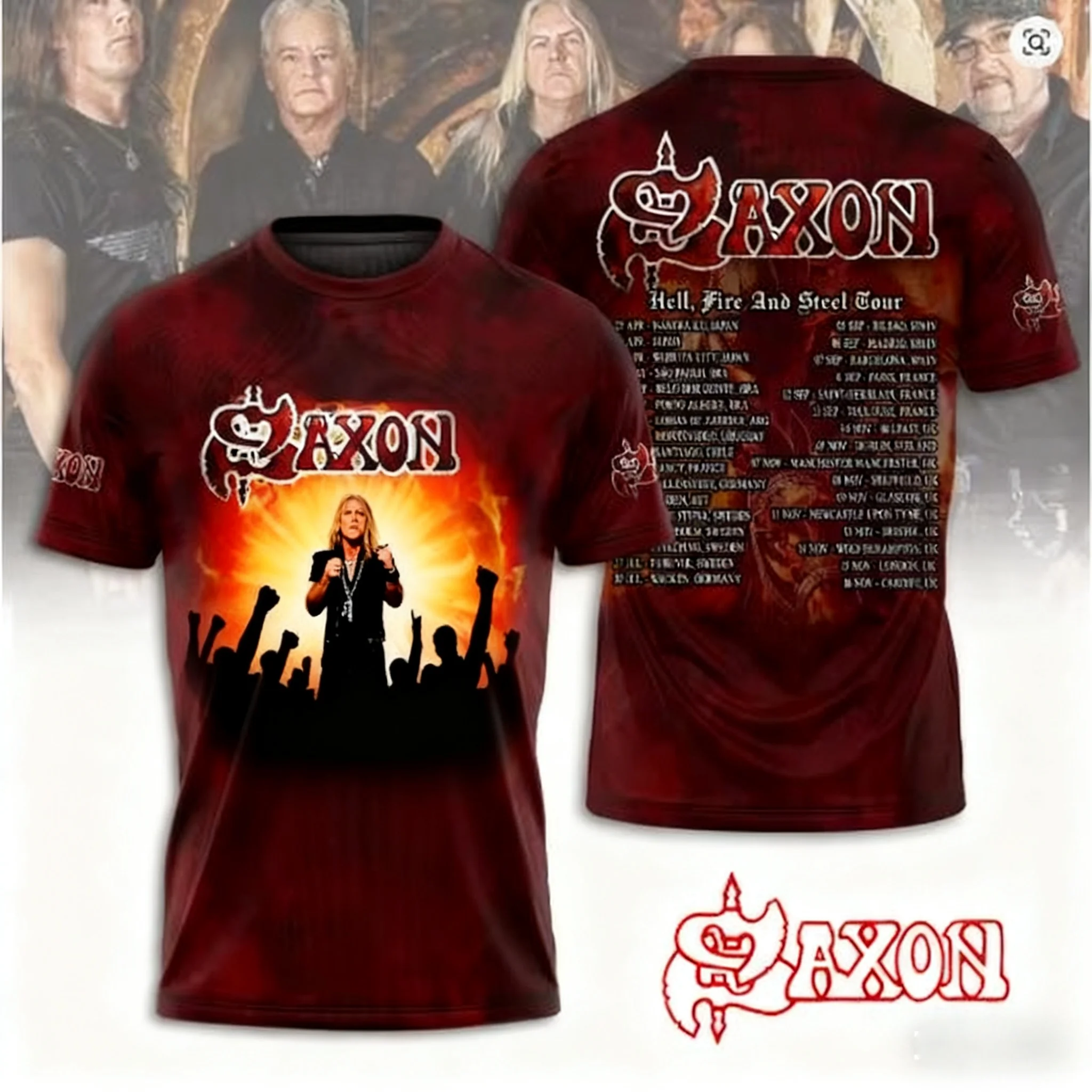 Rock Saxon Band 3d Printing T-shirt Men Women Fashion Short Sleeve Tshirt Oversized Hip Hop Tops Tees Kid T shirt Men Clothes