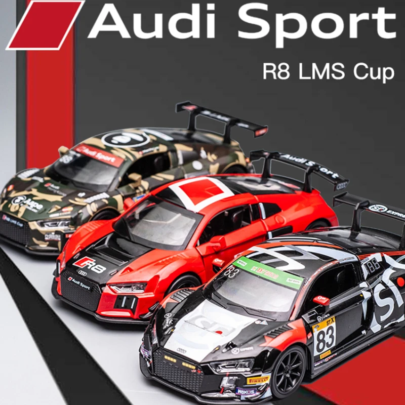 دييكاست نموذج سيارة سباق معدنية ، Co وصفت طبعة محدودة ، AUDI-R8 ، سبيكة ، محاكاة ، الصوت والضوء ، لعبة هدية ، 1:32