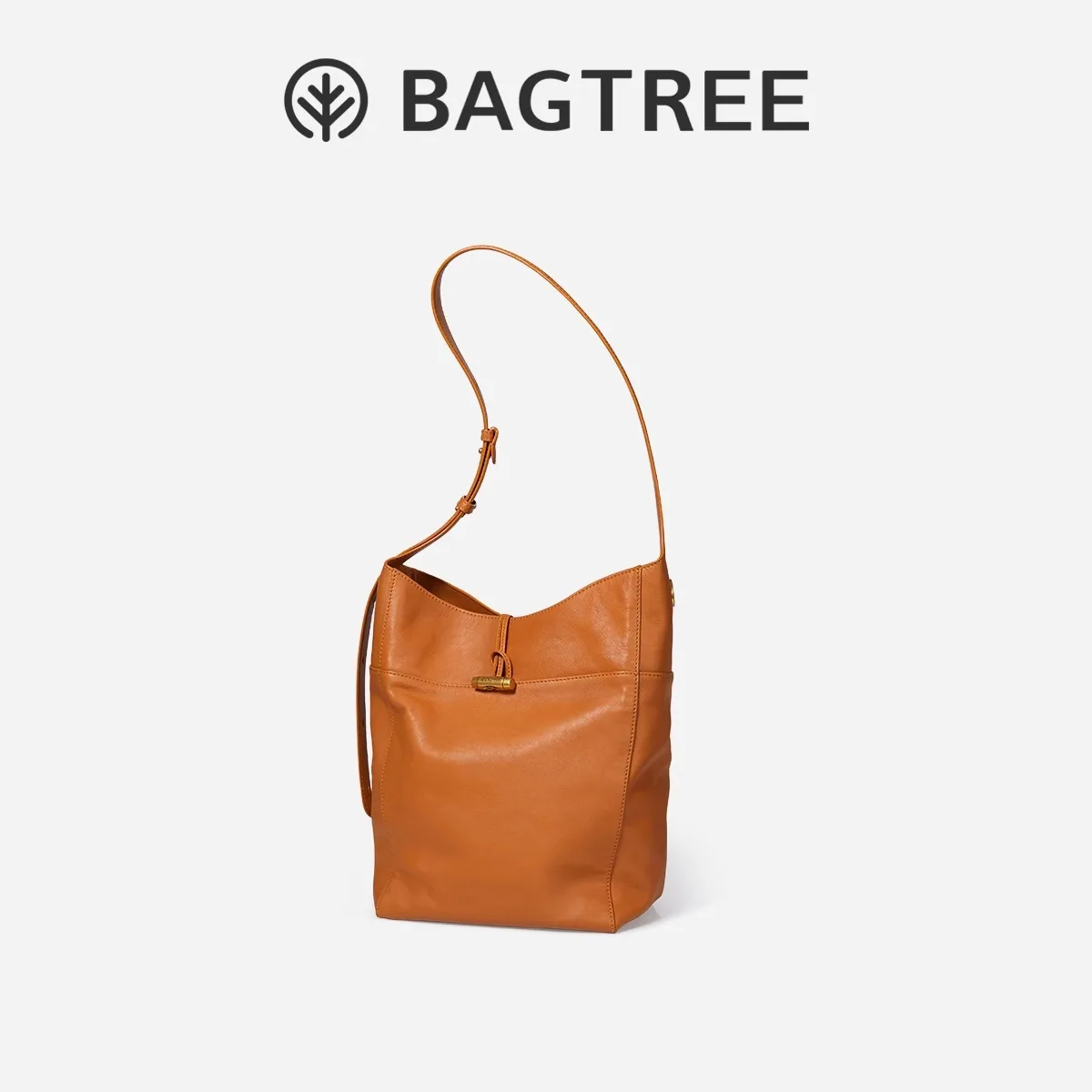 

BAGTREE Bucket Bag 2025 Fashionable Vegetable-Tanned Leather Large Capacity Hobo Shoulder Bag Commuter Bag