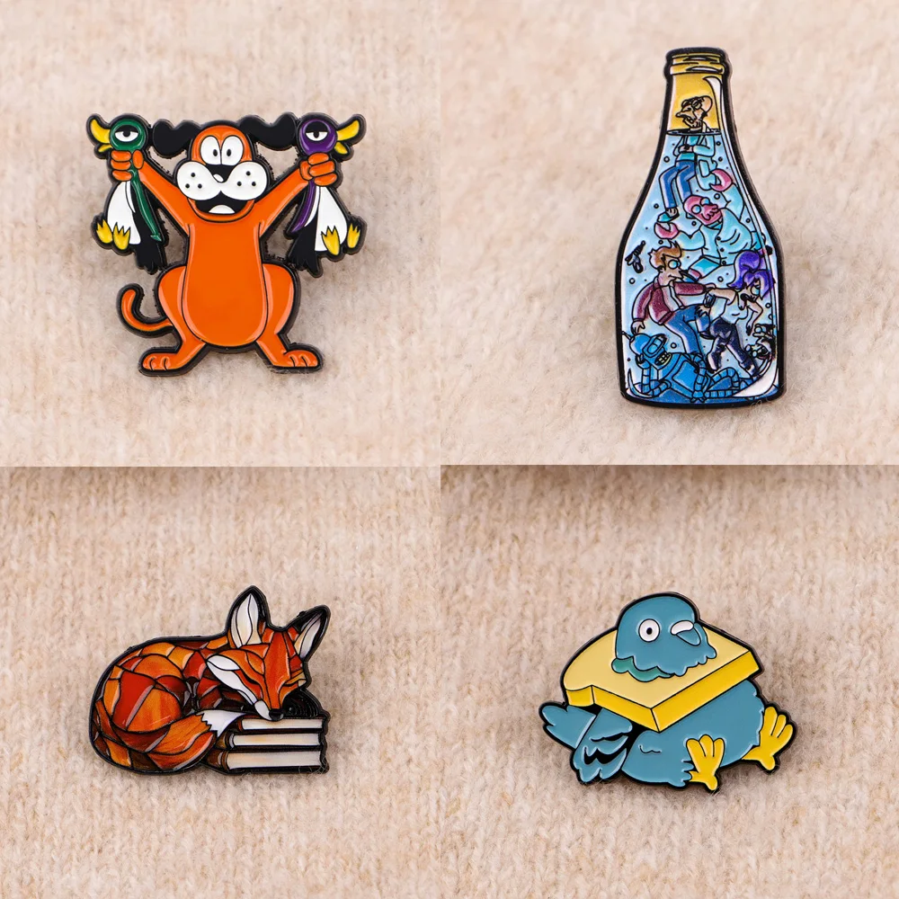 Cartoon Fox Dog Brooch for Clothes Soft Enamel Pin Cartoon Lapel Pins for Backpack Men Women Badges Jewelry Accessories