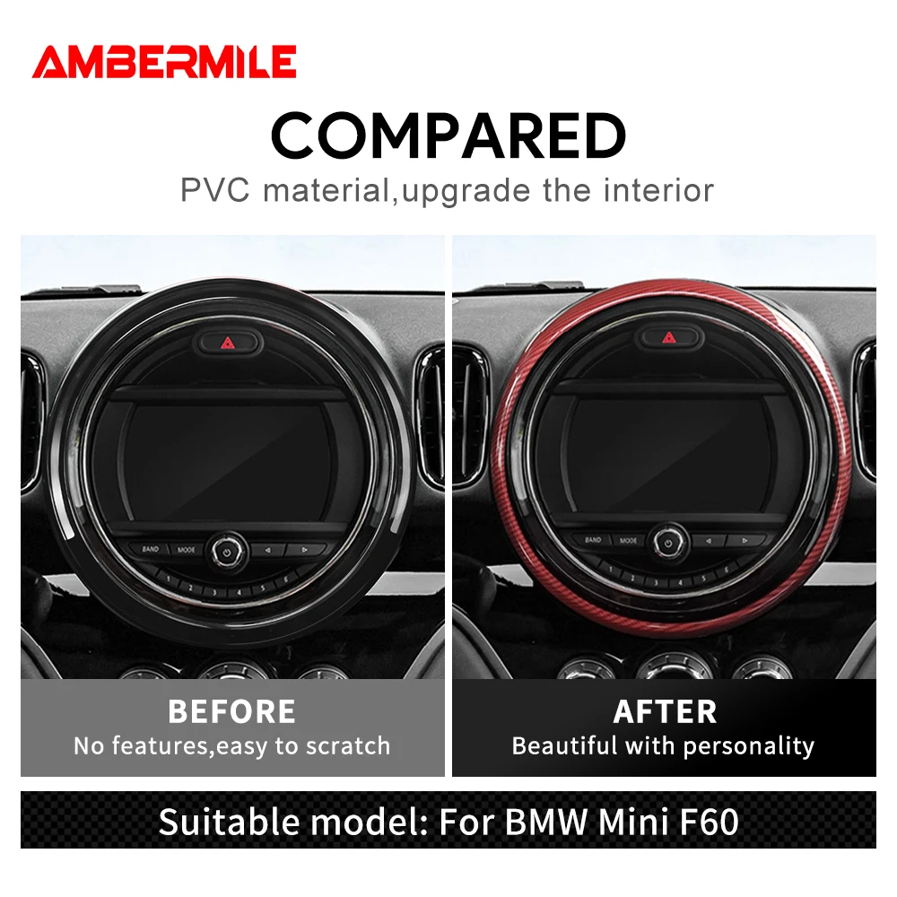 AMBERMILE for Mini Cooper F60 Countryman Accessories Car Interior Instrument Central Center Control Speedometer Frame Sticker