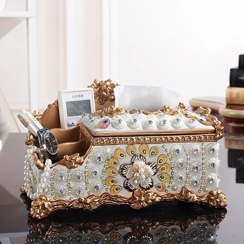 Light Luxury Handmade Fruit Dish - Creative Retro Resin Ornaments European Style Household Paper Towel Box for Living Room Hot