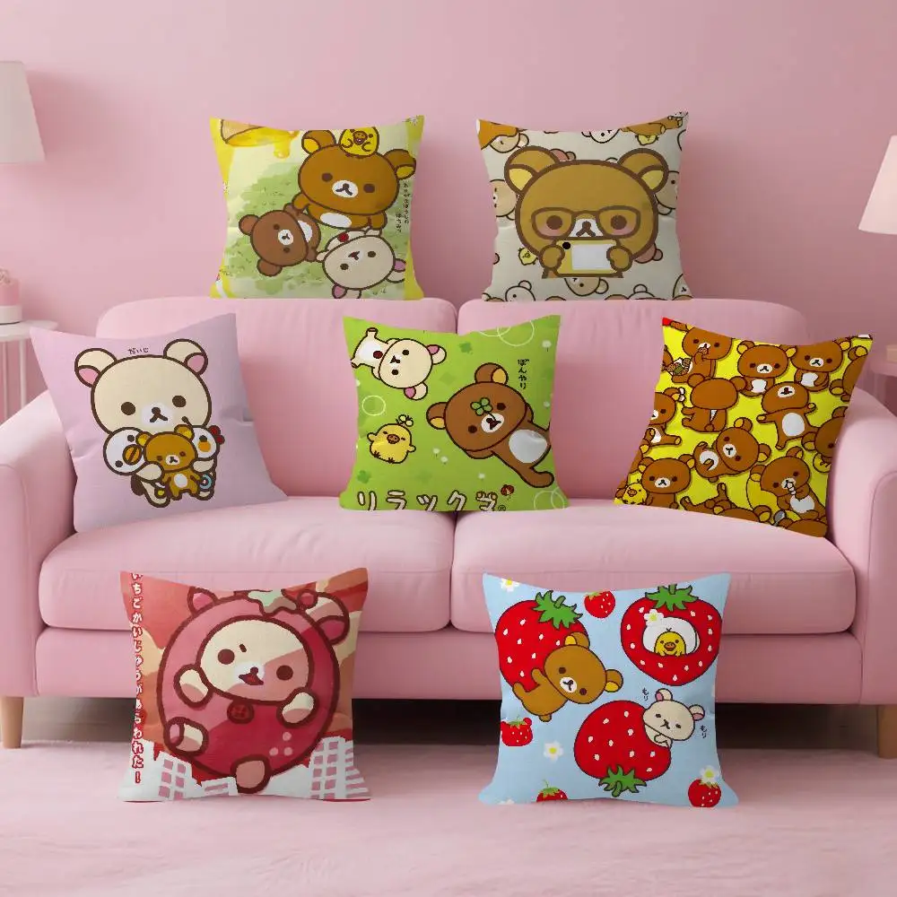 Beliebter Charakter Niedlicher R-Rilakkuma Anime Kissenbezug Dekorativer Kissenbezug für Sofa Heimdekoration Kissenhülle
