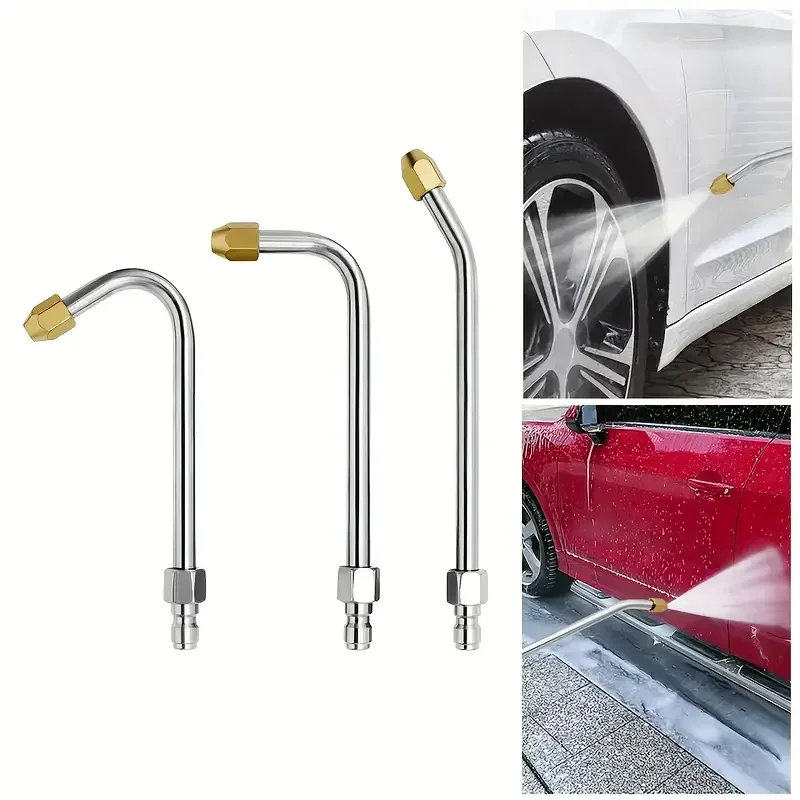 3 Stück Hochleistungs-Verlängerungsdüsen für Hochdruckreiniger - 25 ° /90 ° U-Bogen mit 1/4-Zoll Schnellanschluss für Auto- und Außenreinigung – Detail 2