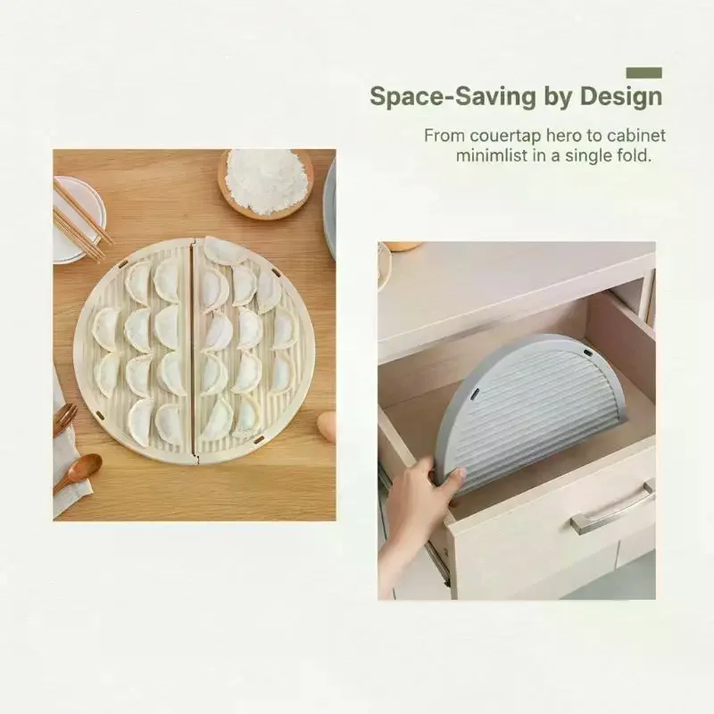 Foldable Dumpling Tray Non-Stick Stackable Food Grade Design for Home Kitchen Dumpling Making Prep BPA Free