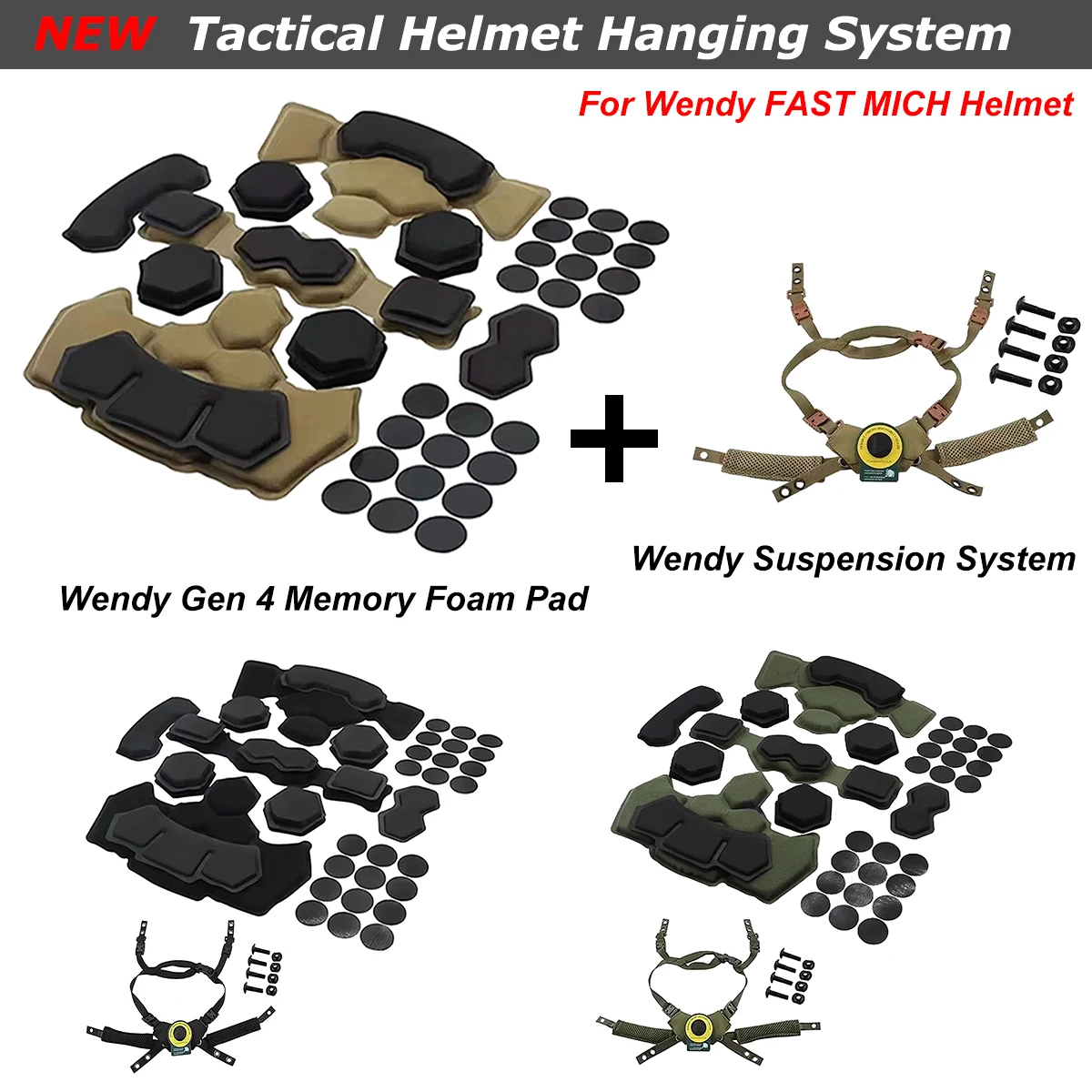Taktisches Helmpolster-Aufhängungssystem & Helmpolster Gen 4 / Gen 1 / Gen 2 aus Memory-Schaum für Wendy FAST MICH Helm-Zubehör Wen – Detail 1