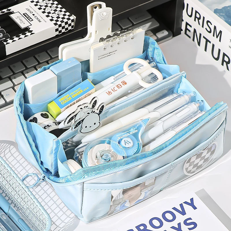 Estuche para lápices transparente con diseño de prisma multicapa con gran capacidad y estética elegante y funcional - 1 pieza