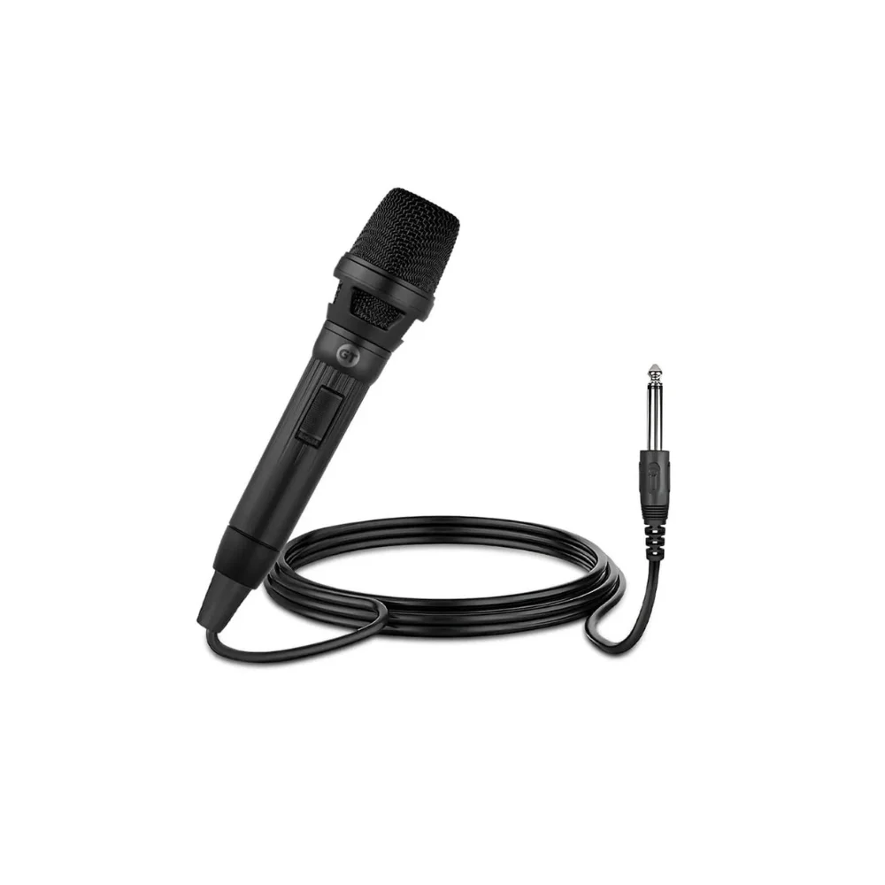 Microfone Voice Plus Goldentec Metal com fio 5m, para Caixa de Som, Karaokê, Preto