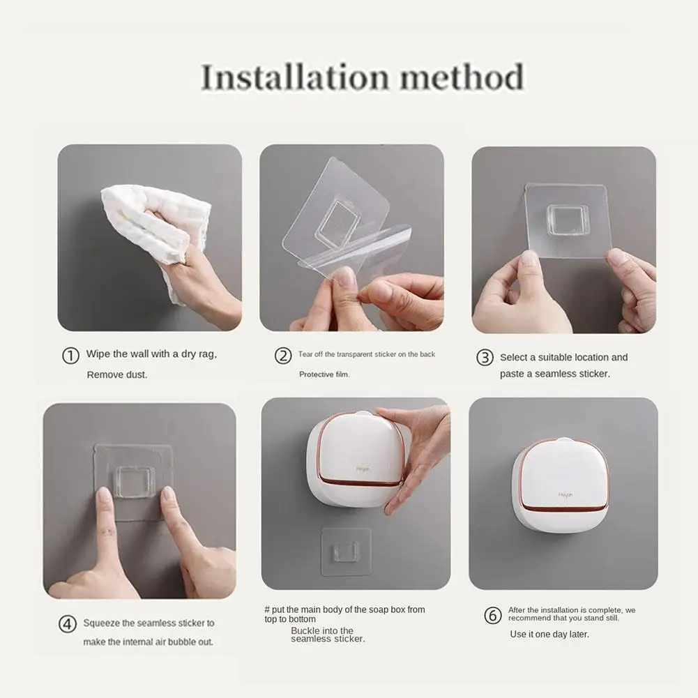 Multifunctional Soap Box Wall-mounted Half-flip Soap Dish No Punching Soap Storage Boxes Luxury Bathroom Accessories