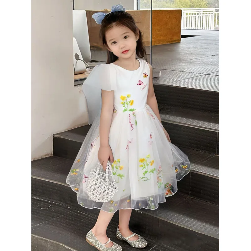 

2025Girls' Summer New Wedding Flower Girl Birthday Children's Day Stage Performance Princess Dress