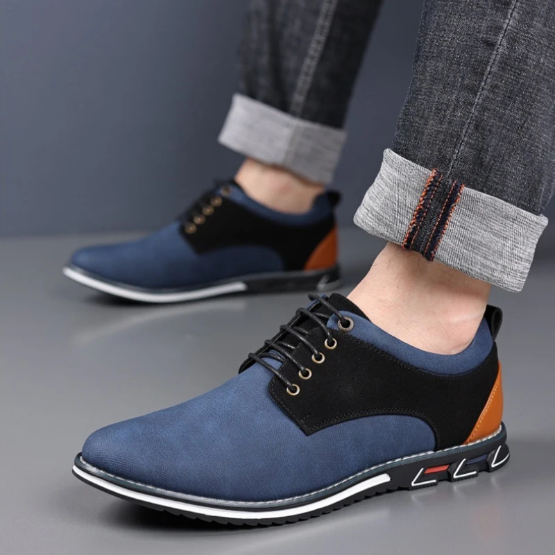 Men'S Suede Casual Business Shoes Lace Up Fashion Oxfords Comfortable Non Slip Walking Shoes For Men All Match For Daily Wear