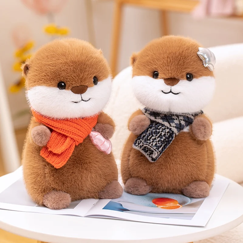 

Cute Scarf Otter Plush Toys Fluffy Soft Lovely Stuffed Capybara Sleep Huggable Pillows Baby Doll Nice Gift For Birthday Festival