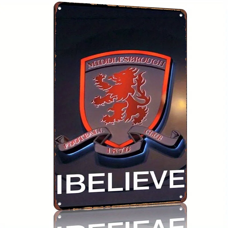 Middlesbrough Football Club Metal Tin Sign - Officially Licensed Vintage Poster with Lion Emblem & 