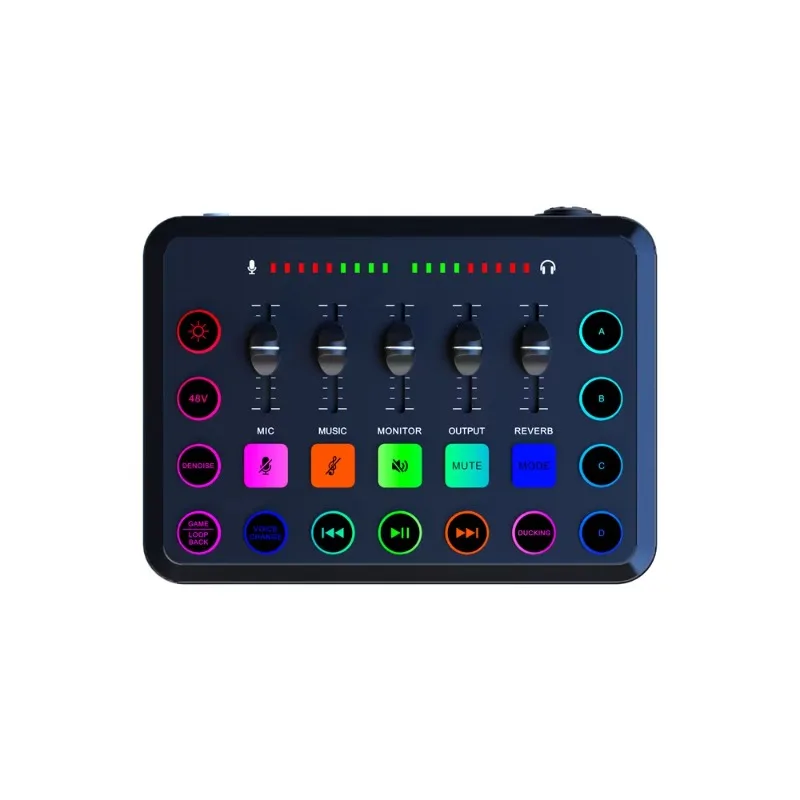 New Design 3.5mm MIC RGB Studio Sound Card Music Recording Device with Microphone