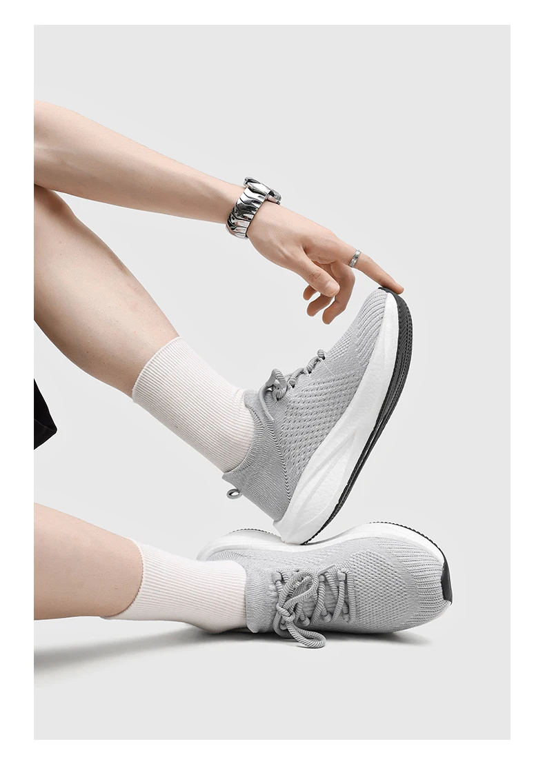 Neue, gepolsterte Laufschuhe für Herren, geeignet für schwere Läufer, mit Schnürung, Sport- und Freizeitmodelle für Damen, rutschfeste Outdoor-Sportschuhe, Herren-Sneaker. – Detail 17