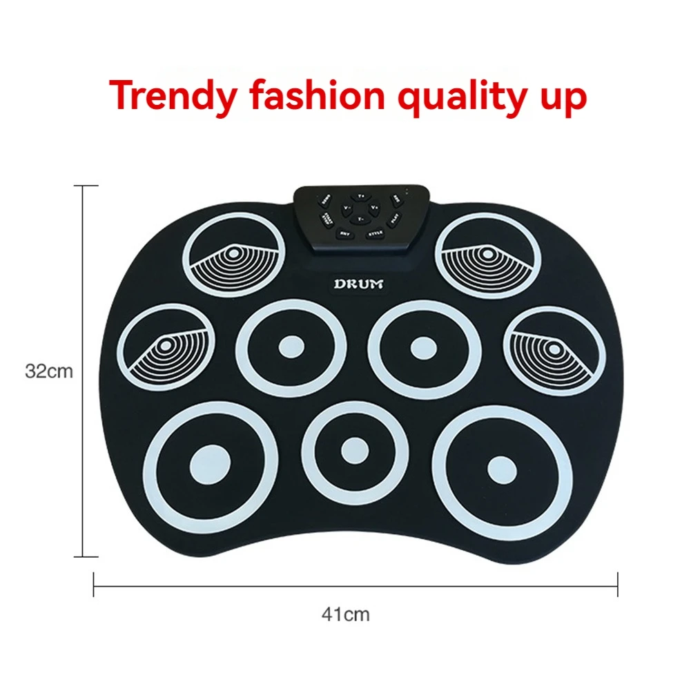 A51Q-مجموعة طبلة إلكترونية طبلة ملفوفة يدويًا 9-Pad MIDI واجهة تدعم ألعاب DTX مجموعة طبلة محمولة مع دواسات أفخاذ