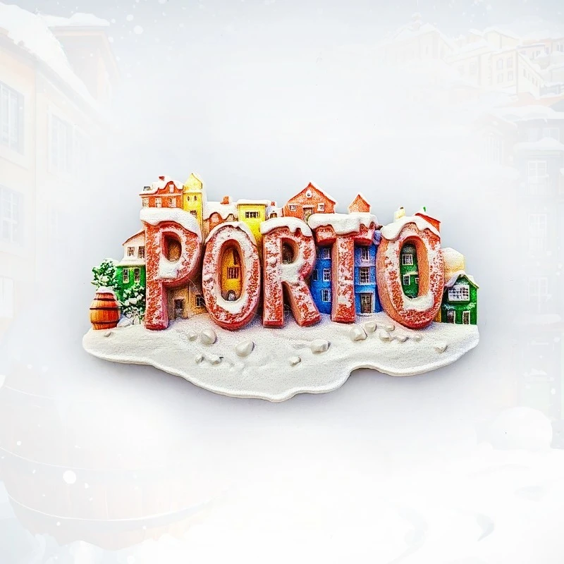 Porto Portugal Fridge Magnet with Wine Barrel & Riverside Houses A 3D Magnetic Souvenir and Unique Portuguese Travel Gift