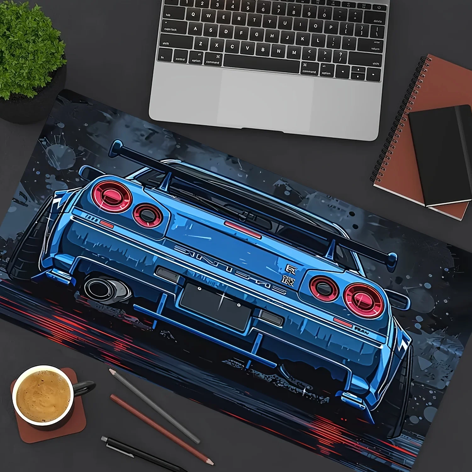 1 rectangular gaming mouse pad, cool sports car design, edge stitching, anti-slip and waterproof rubber base