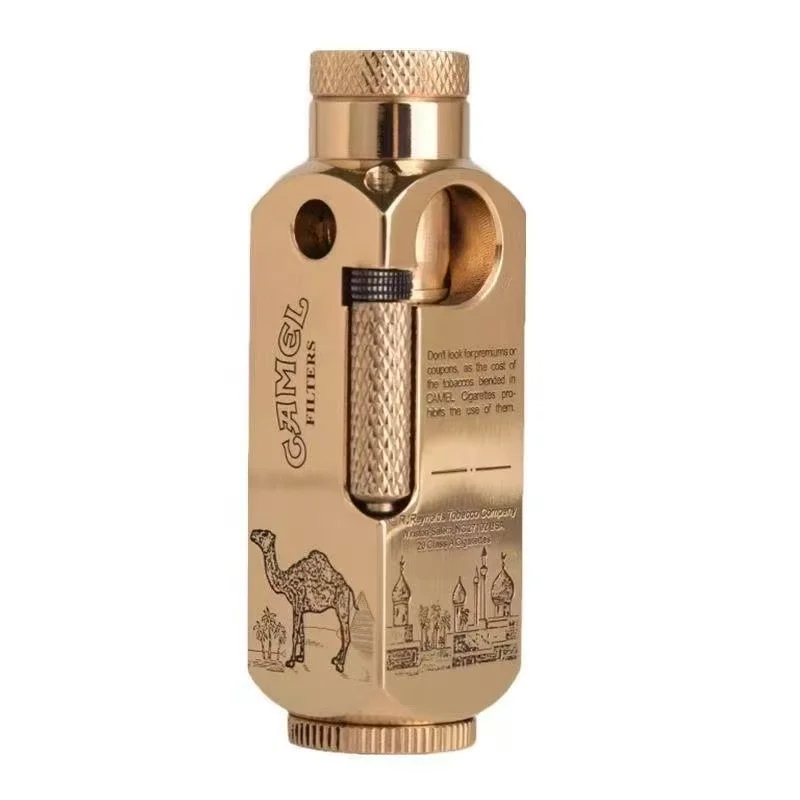

2026 New Flamindo brass fuel lighter, high-end antique brass carved lighter, cigarette accessories, men's gift