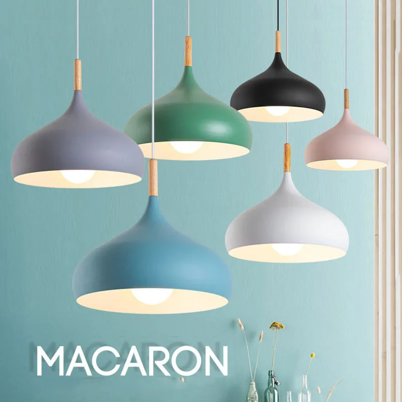 

Nordic New Bedroom Bedside single head LED chandelier Macaron colorful lustre Fashion home decor luminaria fixture pendant lamp