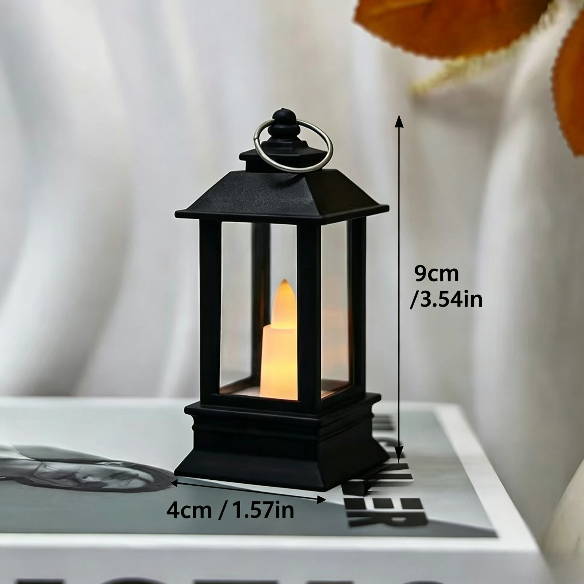 LED Night Light, Mini Lantern Candle Lamp, Retro Warm Glow Decorative Light for Christmas Halloween Party Home Bar Table Decor