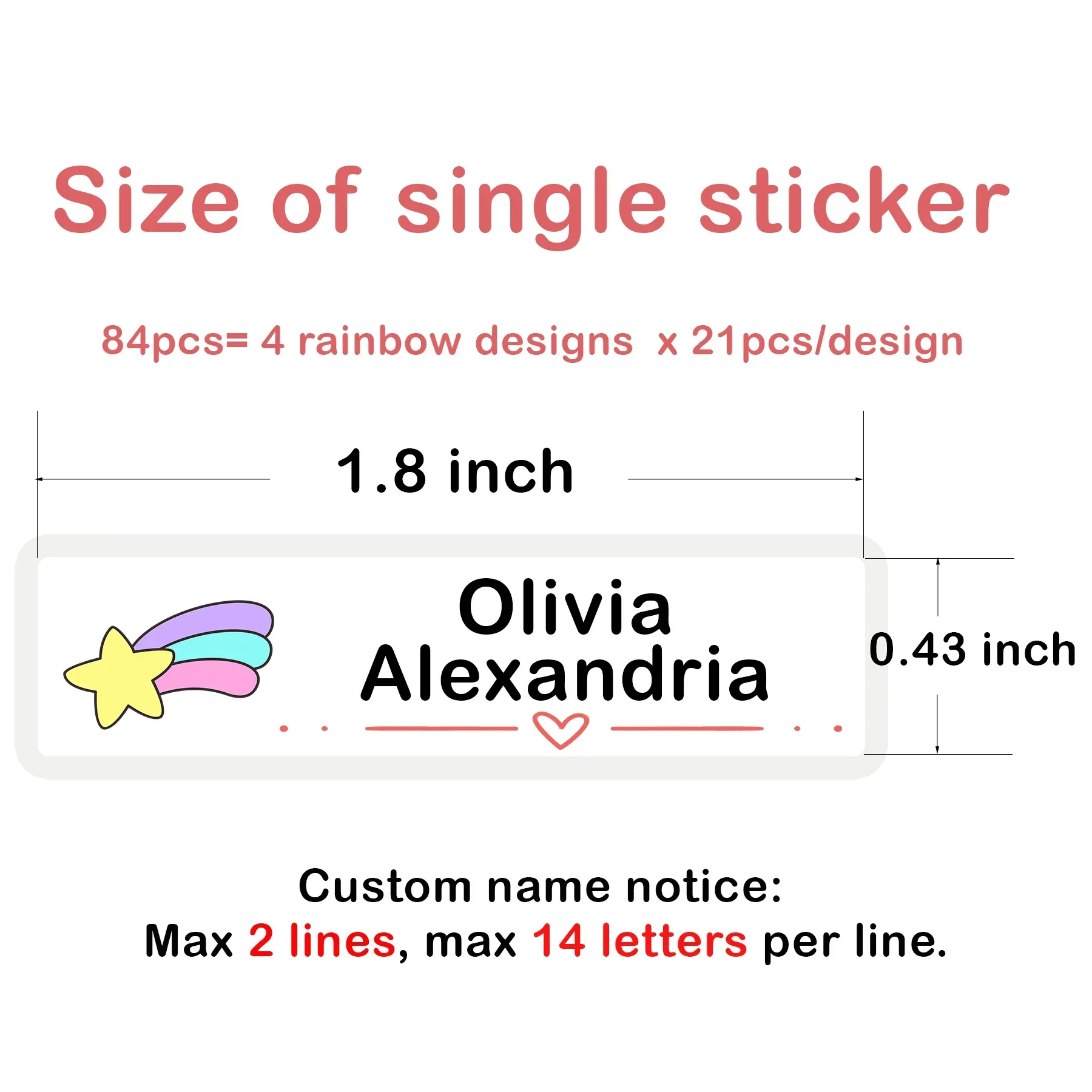 80pcs Custom Waterproof Name Labels for Girls Cute Unicorn Personalized Stickers for Wattle Bottles, Backpacks, School Supplies