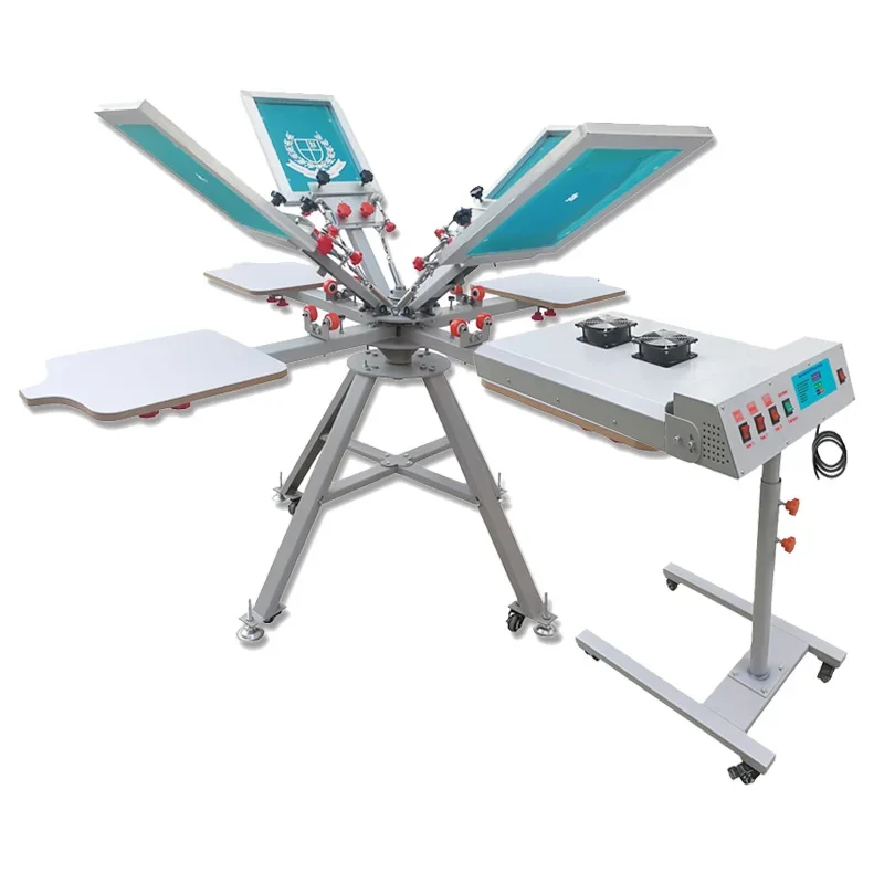 4 Color 4 Station Manual Octopus Screen Printing Machine for Bag Clothes Fabric DIY Printing