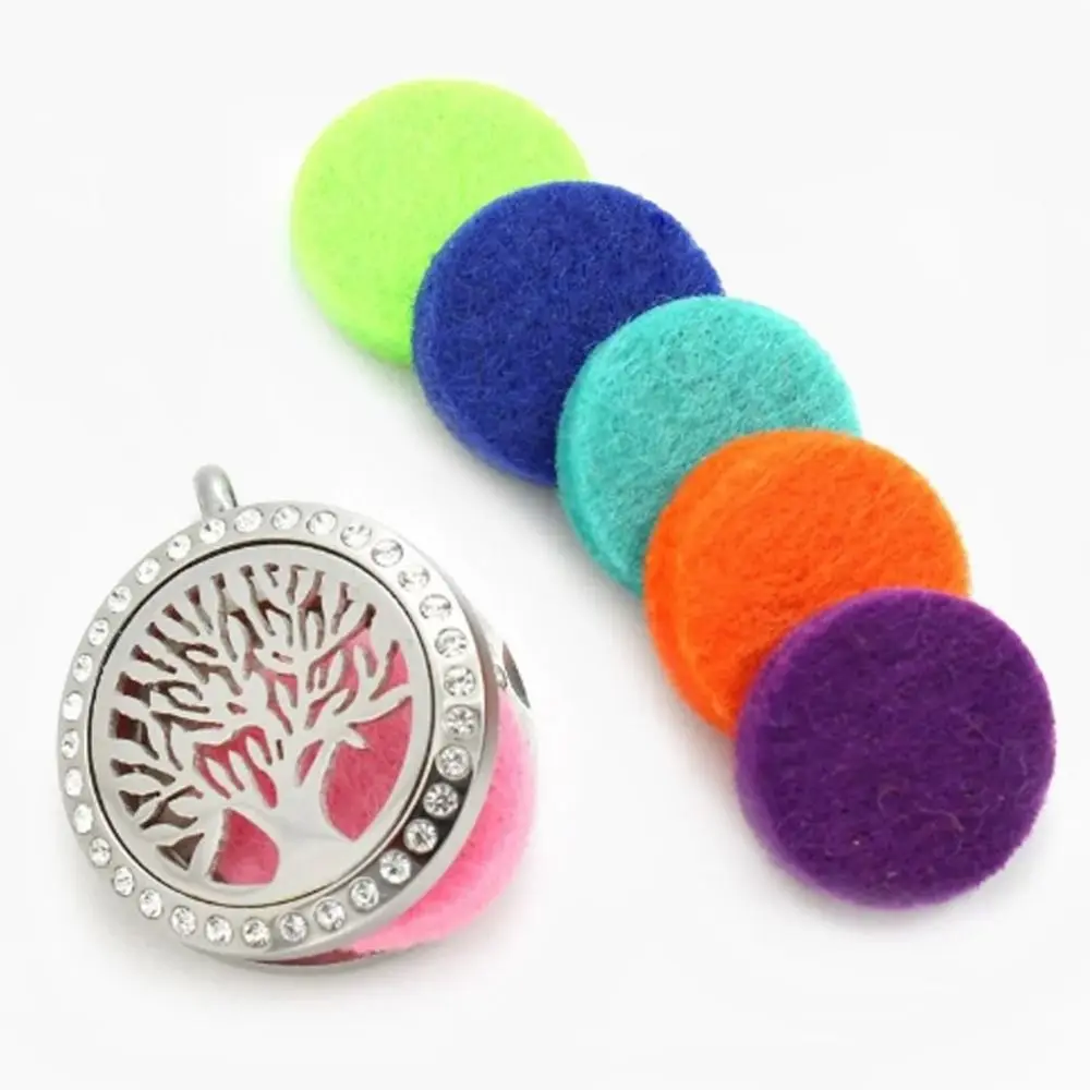 100pcs Colorful Round Trendy Aromatherapy Felt Pads 22mm Fit for 30mm Essential Oil Diffuser Locket Floating Locket