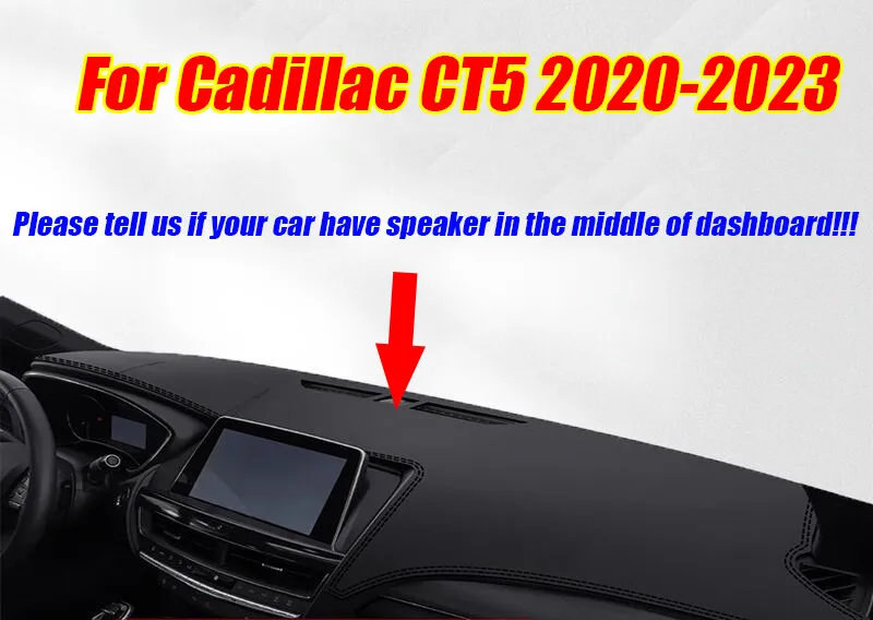 

Black Leather Dashboard Cover Dash Protector Pad Mat For Cadillac CT5 2020-2023