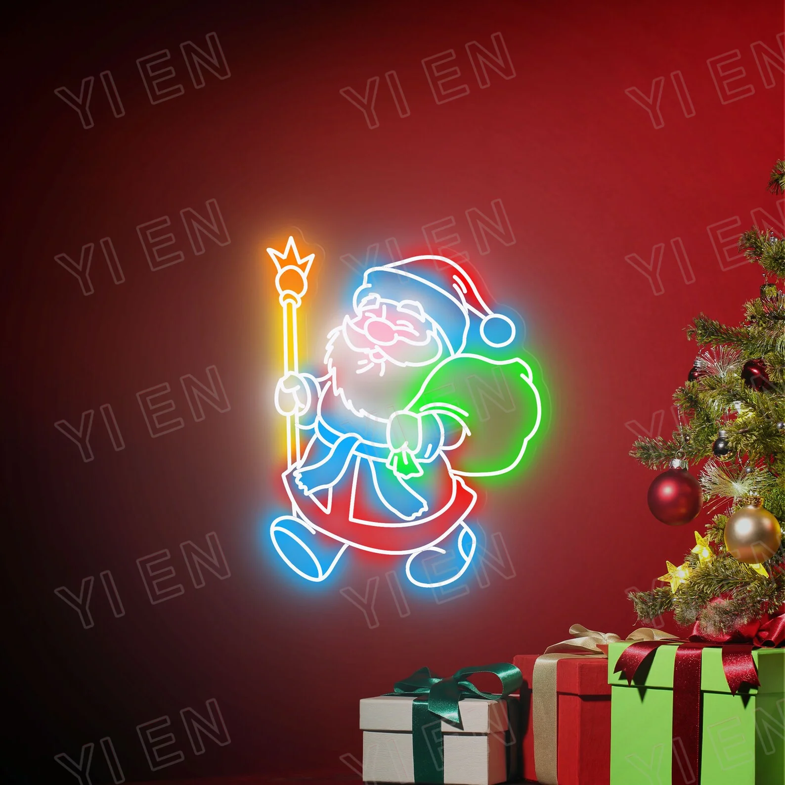 Imagem -02 - Papai Noel Led Neon Sign Decoração do Pai Natal Presentes Personalizados Decoração de Festa