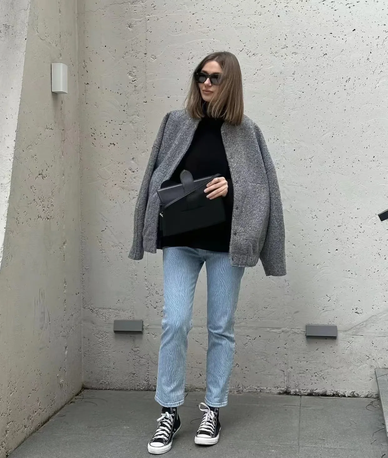 فضفاض عارضة الشارع Sle الوقوف طوق Jaet سر زرر لون نقي طويل Sve طول منتظم ملابس خارجية فضفاضة تناسب #3