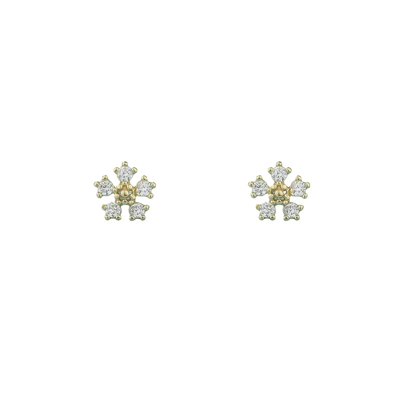 

*Sweet Candy Ear Piercing Jewelry Romantic Zircon Hollow Flower Stud Earrings for Women Teens Jewelry