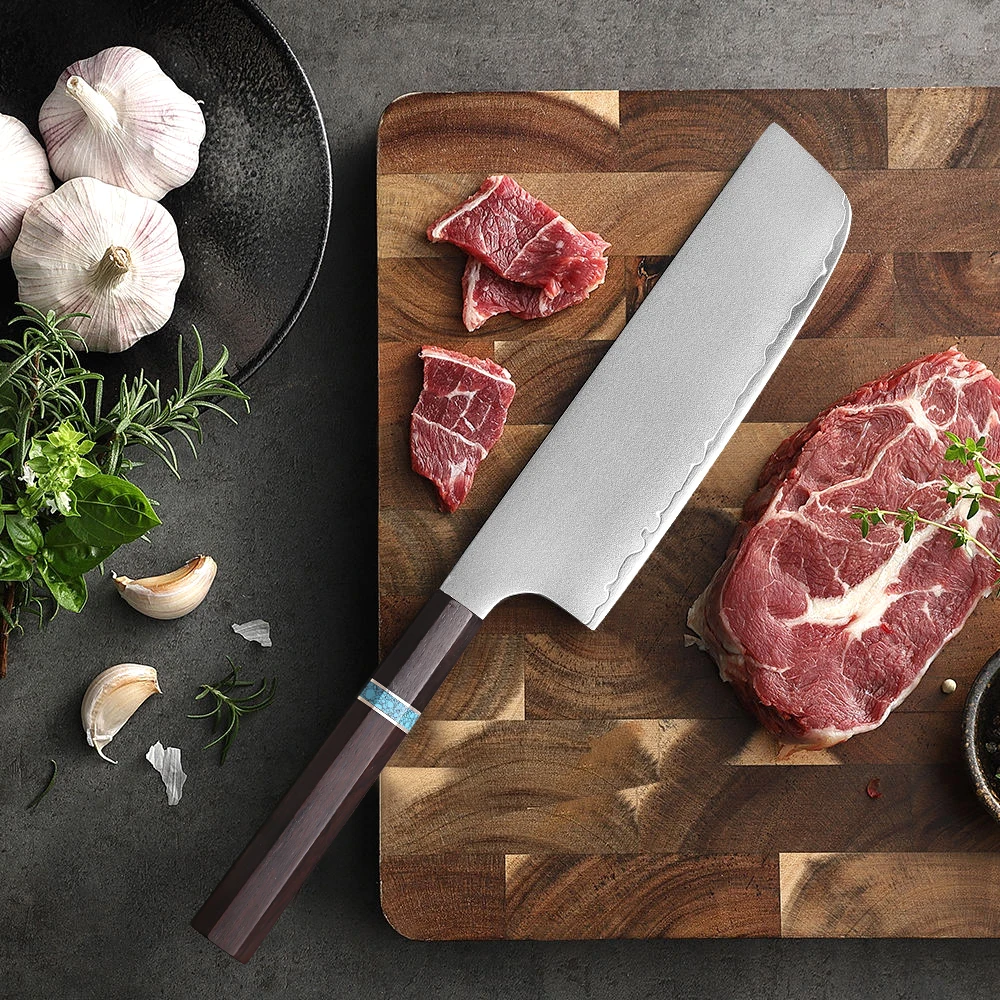 6.5-inch Japanese Nakiri Chef Knife Composite Steel Hand Forged Professional Kitchen Knives Cleaver Slicing Sharp Cooking Tools