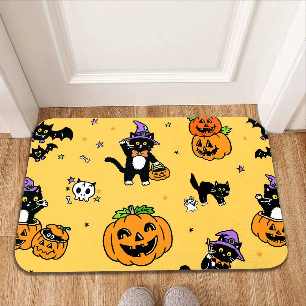 

Kawaii Halloween Pumpkin Carpet in the Living Room Mats Modern Home Decor Entrance Door Mat Hallway Rug Floor Carpets Bath Rugs