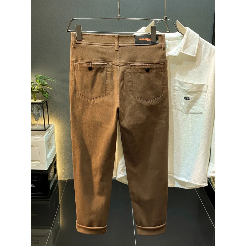 

Осень-зима 2025: новые зауженные повседневные брюки с маленькими штанинами для мужчин, однотонные универсальные прямые деловые брюки