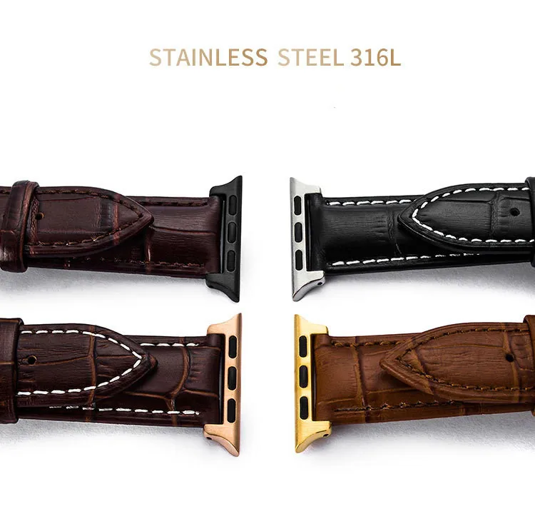 

Genuine Calfskin Watchband Folding Clasp For Apple Watch Band Series 7 SE/6/5/4/3 Leather Strap For iWatch 38 42 40 44 41 45mm