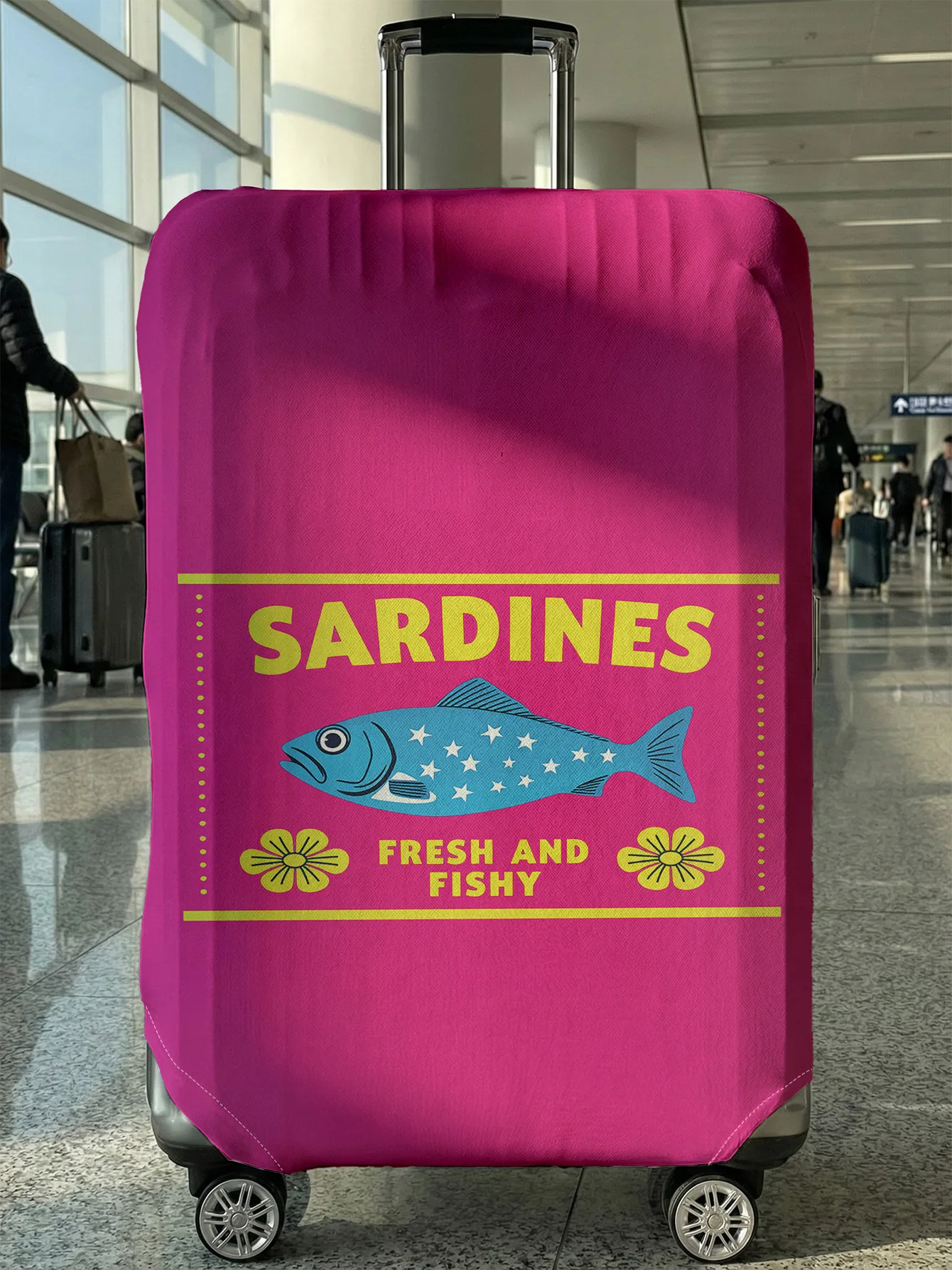 

Magenta Base Sardine Pattern Luggage Cover, Suitable for 18-32 Inch Luggage Cover, Luggage Handle Glove, Travel Accessories