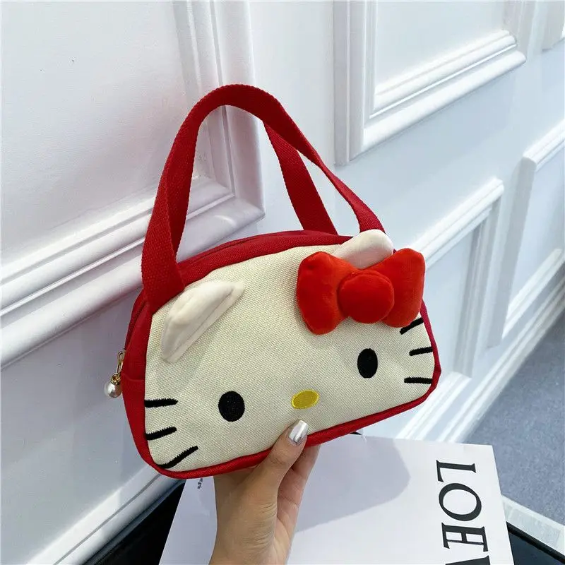 

MINISO Large Capacity Canvas Makeup Bag Kawaii Hello Kitty Printing Cosmetic Organizer Fashion Trend Luxury Brand with Zipper