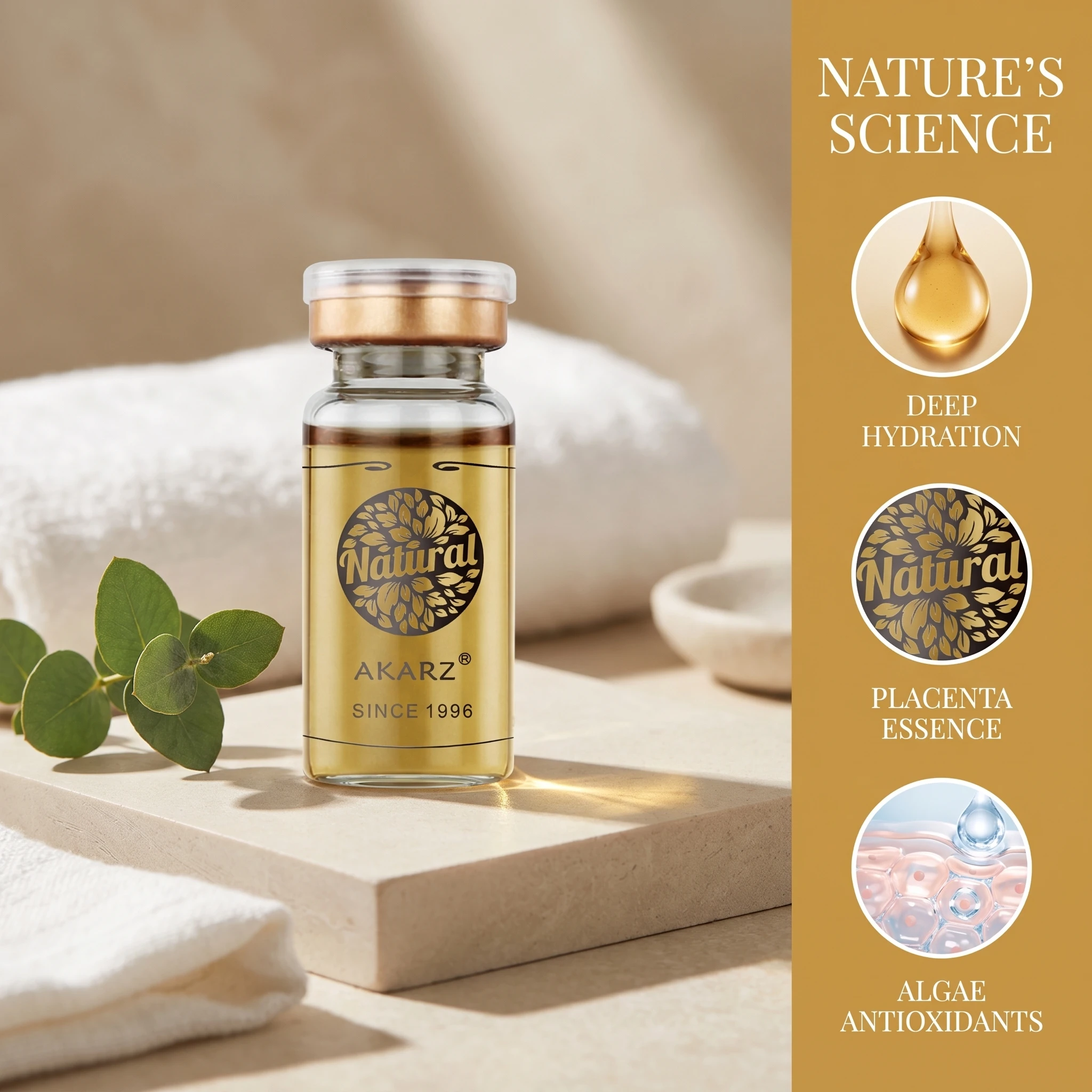 AKARZ Placenta Serum Moisturizing Cream Anti-Aging Algae Extract – Restore Youthful Glow with Brightening Placenta Essence