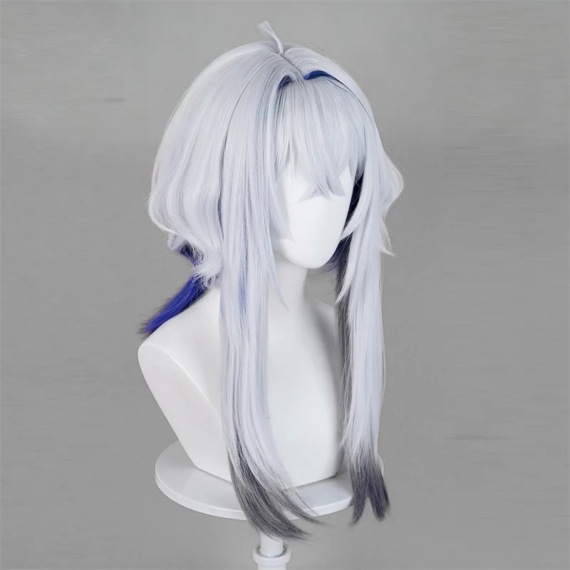 Spiel Wuthering Waves GALBRENR Erwachsene Cosplay Perücke Lange Silbrig Blau Haar Halloween Frauen Männer Hohe Hitzebeständige Perücken Weihnachten Prop