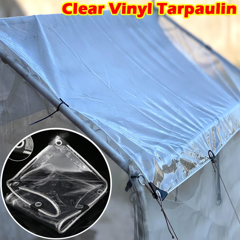 Thicken Clear Vinyl Tarpaulin Pergola See Through Tarp Curtain Balcony Window Windproof Screen Outdoor Rainproof Cloth