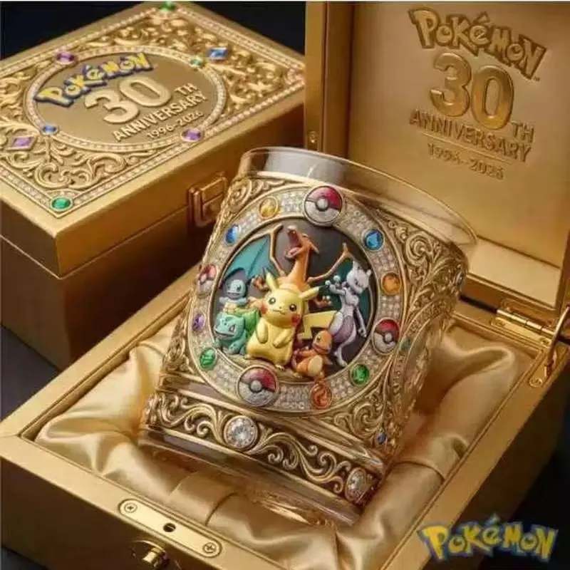 Nouvelle tasse à whisky commémorative du 30e anniversaire de Pokémon, motif historique, verre à boisson vintage, design portrait