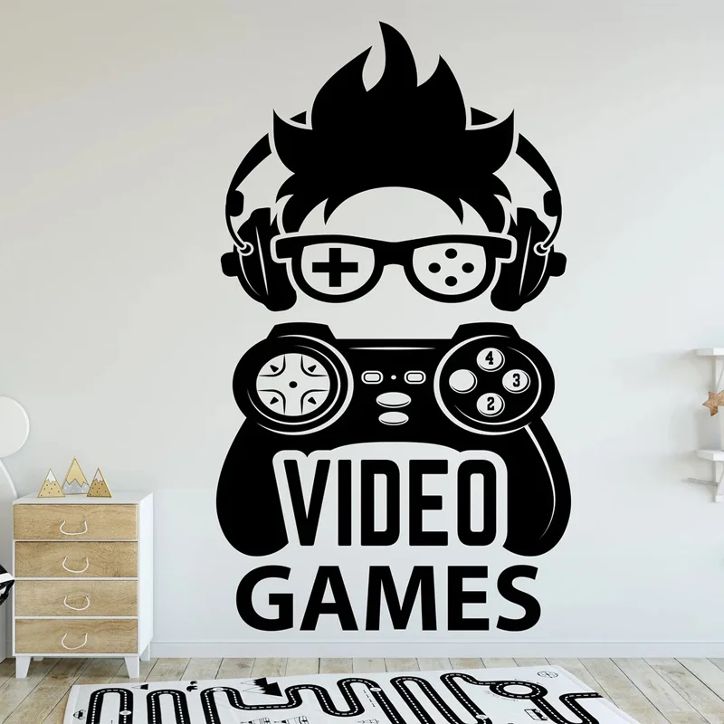 

Video Game Gamer Wall Decal Vinyl Home Decor Game Room Gaming Sticker GamePad Decoration Boys Teens Bedroom Mural Wallpaper AB25